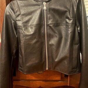 SPANX Classic Black faux leather Moto Jacket